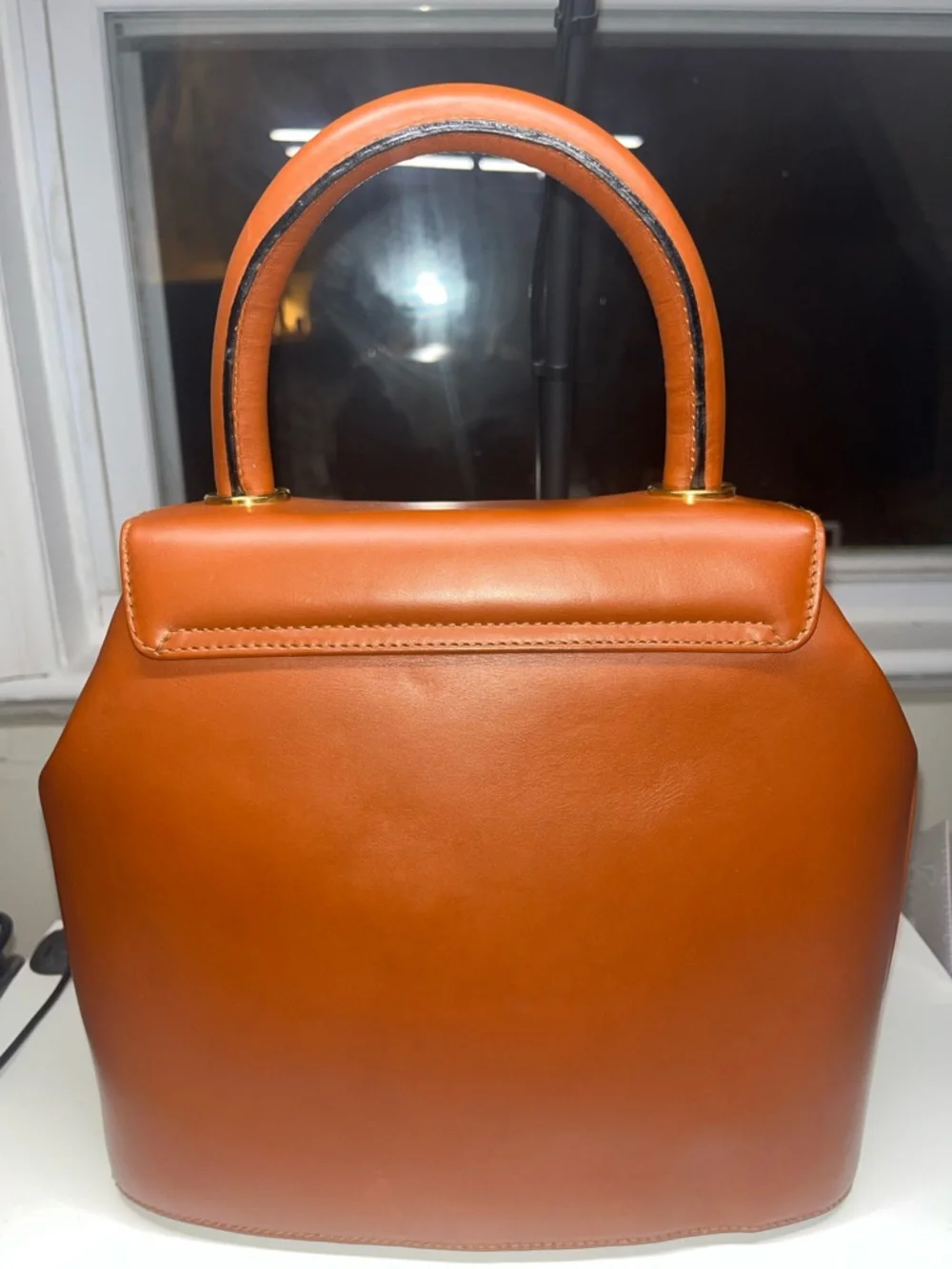 Salvatore Ferragamo Vintage Caramel Leather Top-Handle Bag with Silk Scarf (COA) - Picture 4 of 16